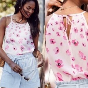 CAbi Pink Floral Halter Tank Top